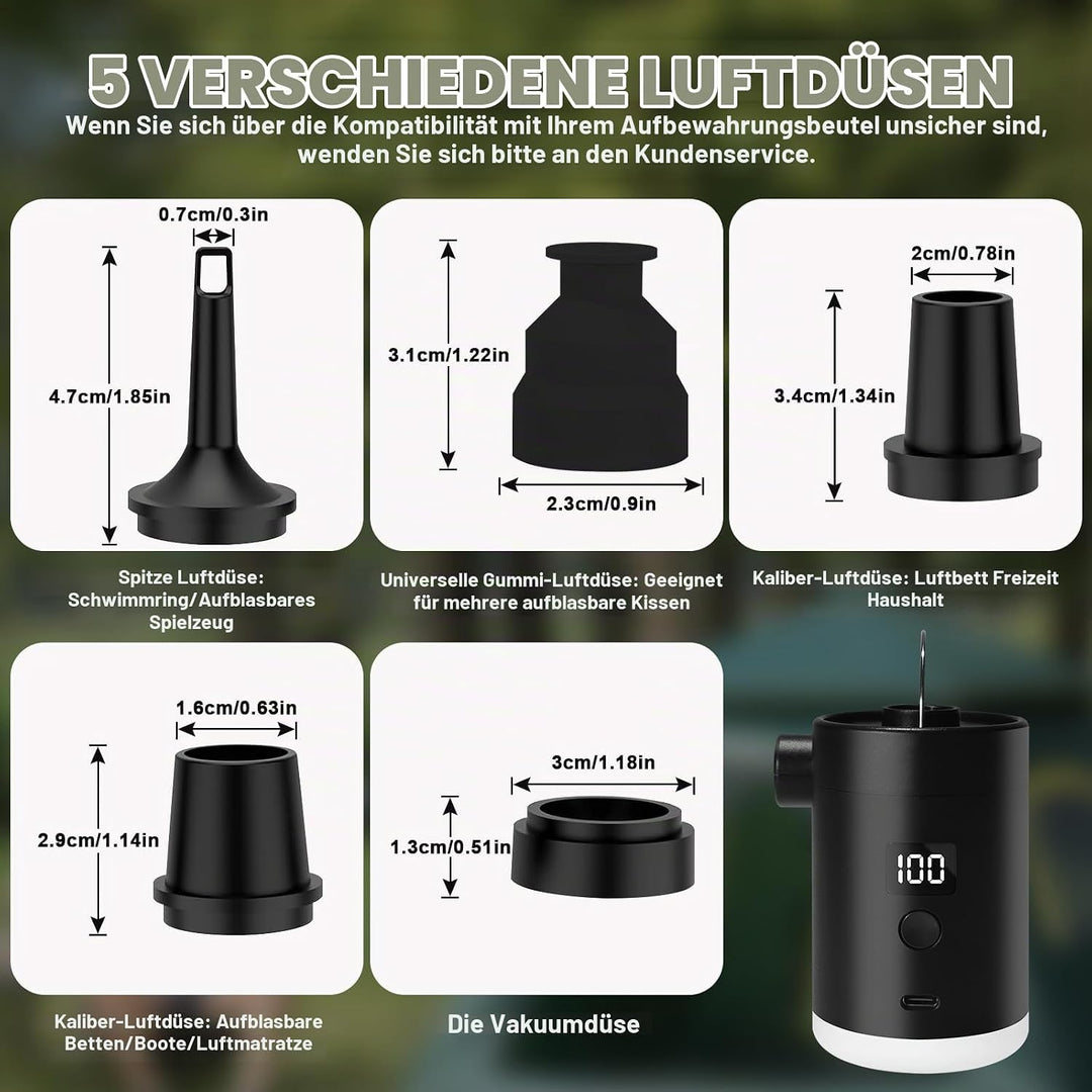 Elektrische Luftpumpe Pumpe Akku: Minipumpe Wiederaufladbare Batterie leicht und ultraschnell aufbla