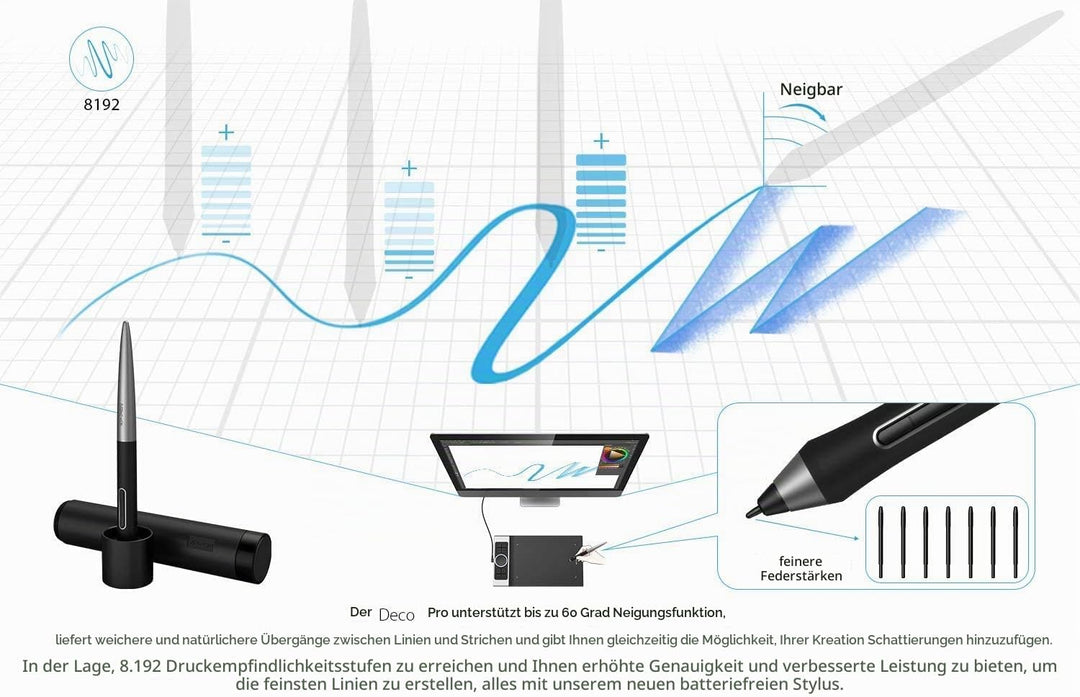 XP-PEN Deco Pro S Grafiktablett 9"x5" Mobiles Zeichentablett mit Touchpad Stift-Tablett mit 8192 Dru