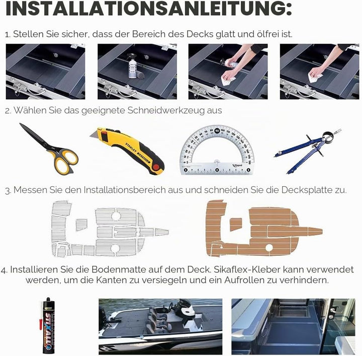 SenMore Synthetisches Teak-Boot, Eva-Schaumstoff, für Boote, Marine, Yacht, Dekoration von Yachtböde
