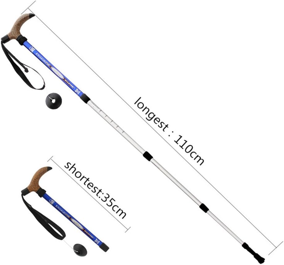 KRY Bergstock / Wanderstock, T-förmiger Griff, einziehbar, aus Luftfahrt-Aluminiumlegierung, verstel