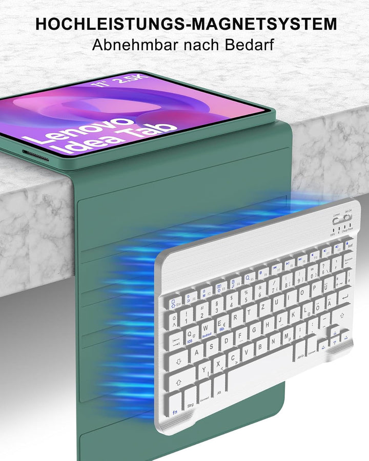 Für Lenovo Idea Tab &amp; K11 Gen 2 11" Hülle mit Tastatur QWERTZ Dunkelgrün Idea Tab 11" (2025) TB336FU
