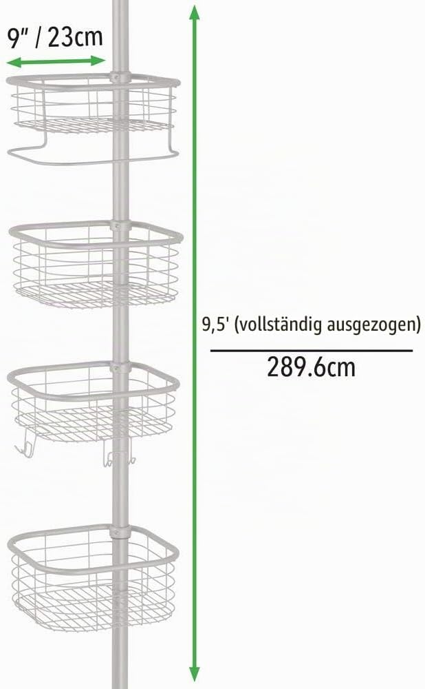 mDesign Duschregal ohne Bohren – praktischer Shower Caddy für die Ecke aus Metall und Kunststoff – a