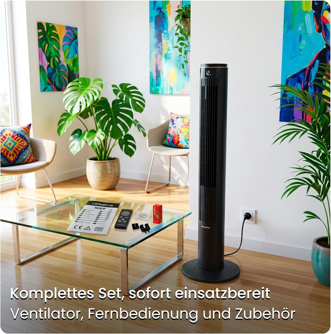 Turmventilator 107cm WiFi App, Luftkühler, Ventilator mit Sprühnebel, DC-Motor, 7,5 m/s Wind, Aroma-