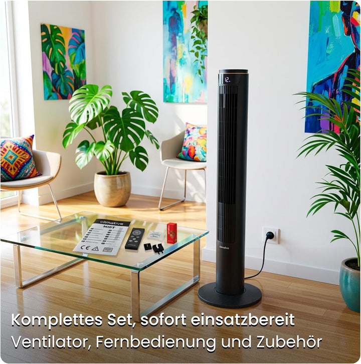 Turmventilator 107cm WiFi App, Luftkühler, Ventilator mit Sprühnebel, DC-Motor, 7,5 m/s Wind, Aroma-