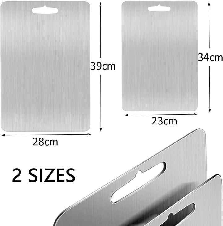Titan Schneidebrett, 2 Stück Schneidbrett aus Edelstahl, Titanium Cutting Board, Leicht zu Reinigen,