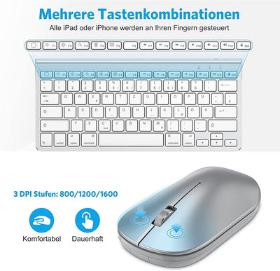 OMOTON Bluetooth Tastatur Maus Set für iPad Pro 12.9/11, iPad 10.2, iPad 2020/2019, iPad 8/7/6/5, iP