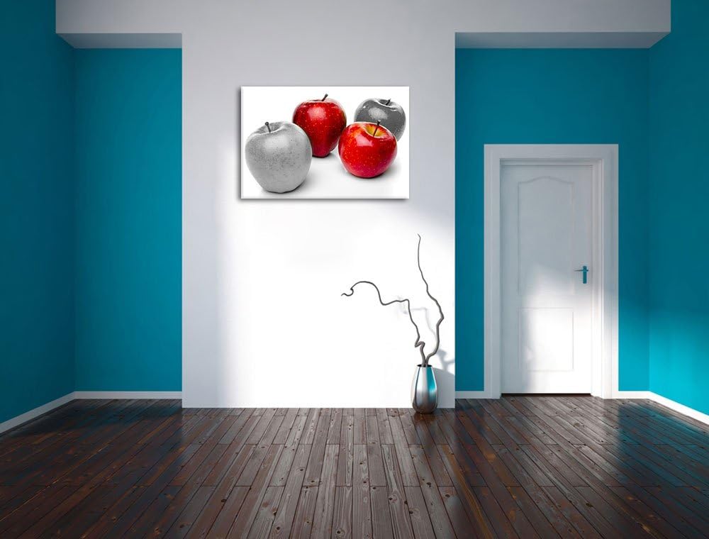 saftig rot glänzende Äpfel schwarz/weiss Format: 100x70 auf Leinwand, XXL riesige Bilder fertig gera