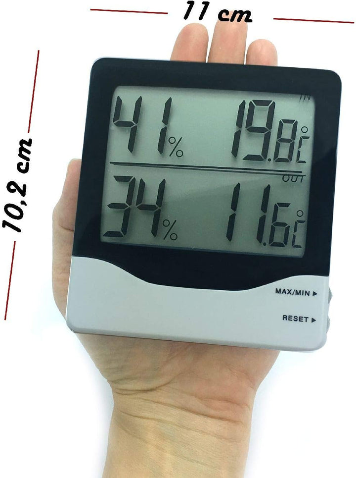 TFA Dostmann Digitales Thermo-Hygrometer für Raum- und Aussenklima, Höchst- und Tiefstwert, L 102 x