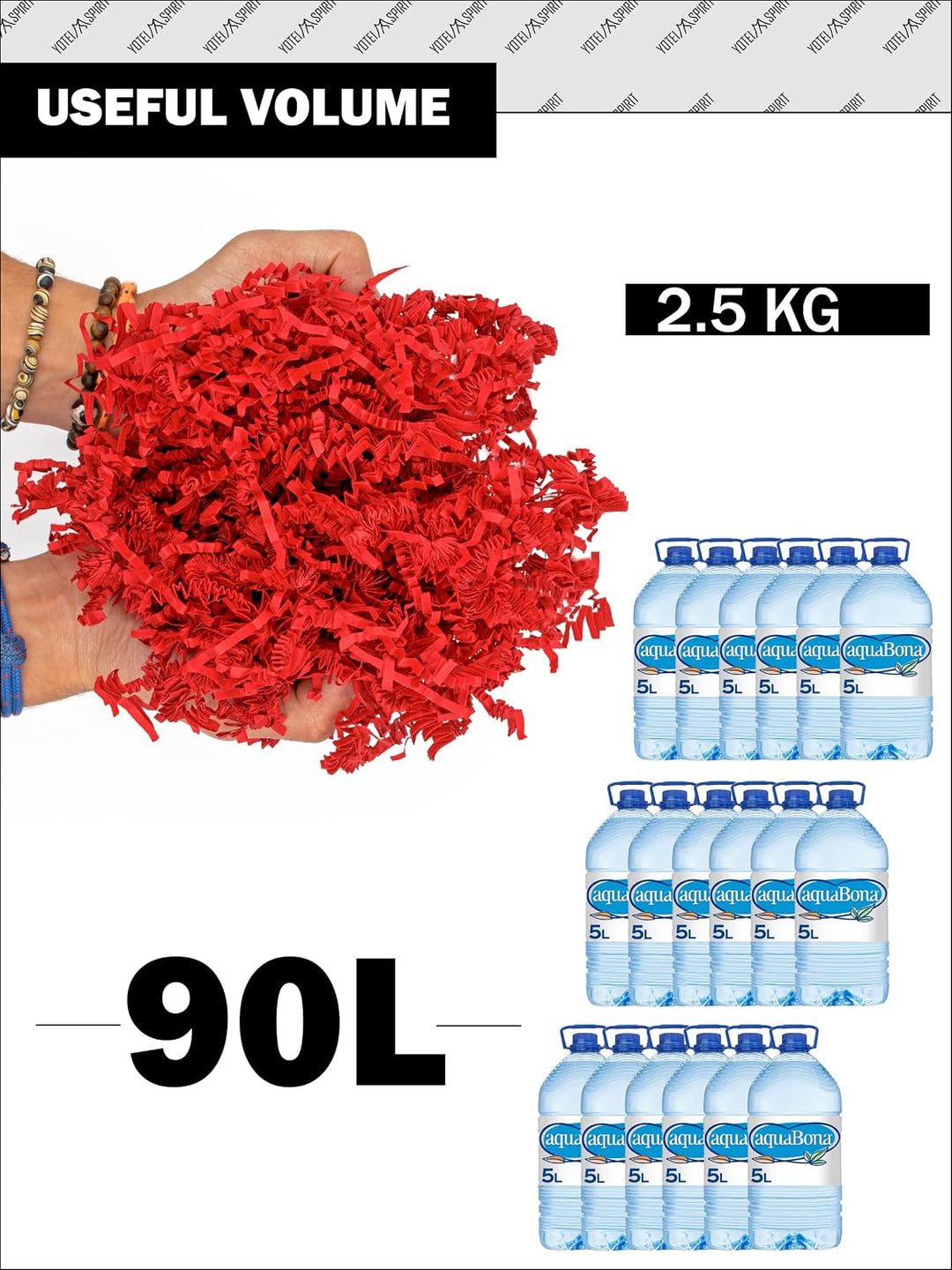 YOTEI SPIRIT® 2.5kg Geschreddertes Rotes Papier für Geschenkbox – Füllmaterial für Pakete, Körbe, Bo