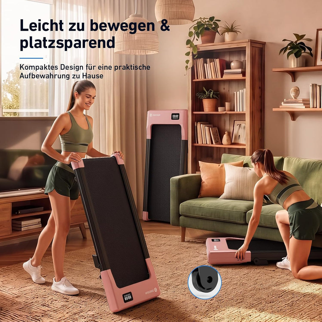 DeerRun Walking Pad mit 6% Steigung, Unter-Schreibtisch-Laufband für Home Office und Zuhause, Kompak