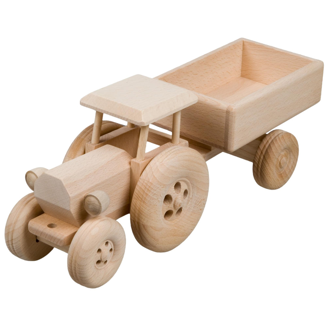 Hofmeister Holzwaren Trecker mit Anhänger, Spielzeug Auto Kinder, oder, Dekoration, aus Buchenholz L