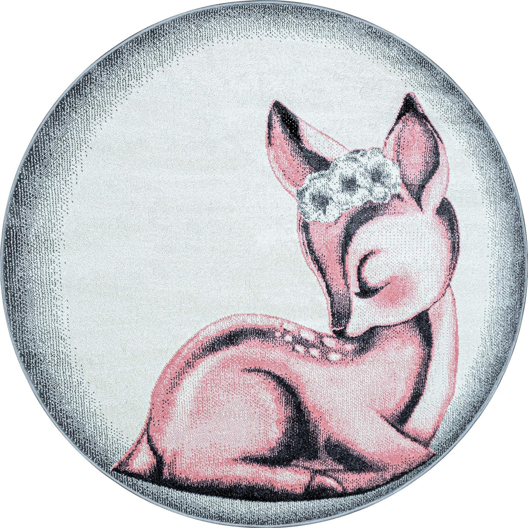 Kinderteppich Rehkitz Muster Mädchen Teppich Weich &Soft Teppich Kinderzimmer Babyzimmer Jugendzimme