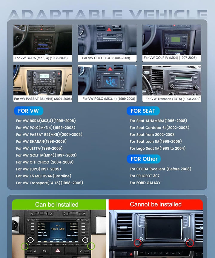 8 Core 6+128G Android Autoradio für VW Golf 4 Polo Sharan Jetta MK4 T5 Transport Kabellos Carplay 7