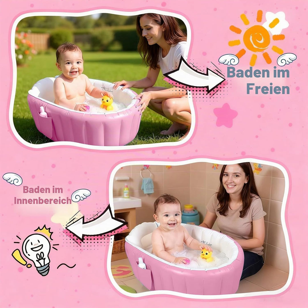 Aufblasbare Baby Badewanne, Säuglings Kinder Badewanne mit Luftpumpe, Reise Tragbare Badewanne für D
