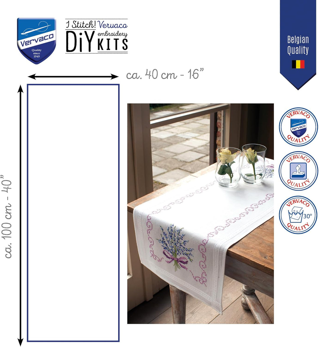 Vervaco Stickpackung/Läufer im vorgedruckten/vorgezeichneten Kreuzstich, Lavendel