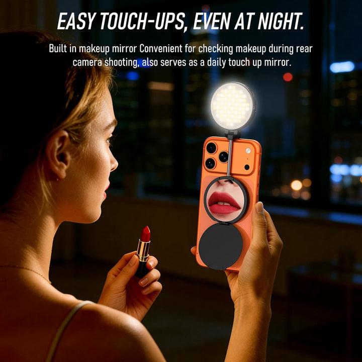 Magnetische Selfie Licht für iPhone Faltbare Ringlicht mit Spiegel Handystativhalter mit Beauty Ligh