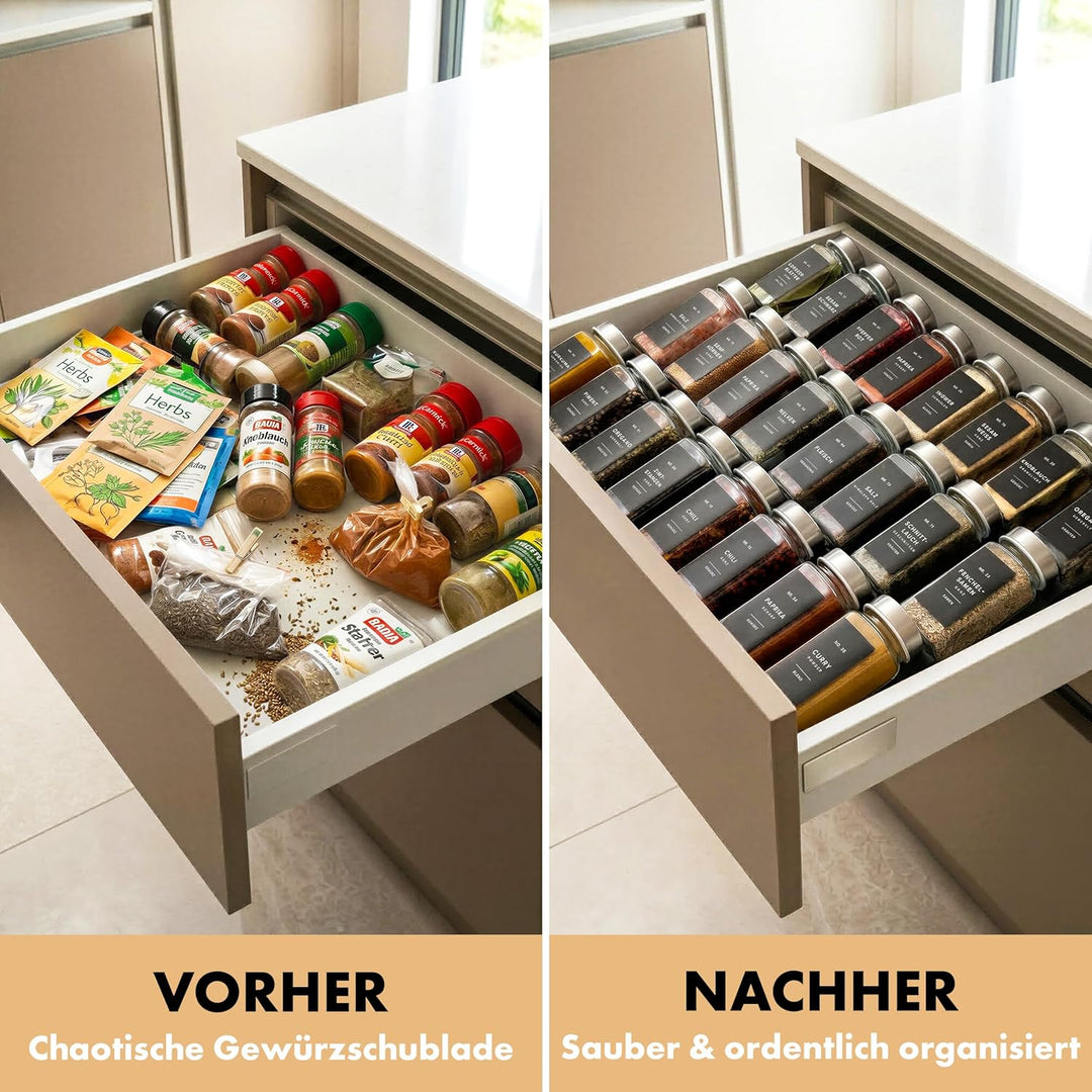 EDELHAUS® Gewürzgläser Set (24 Stück) mit 240 Aufklebern, Marker und Trichter - Hochwertige Glasbehä