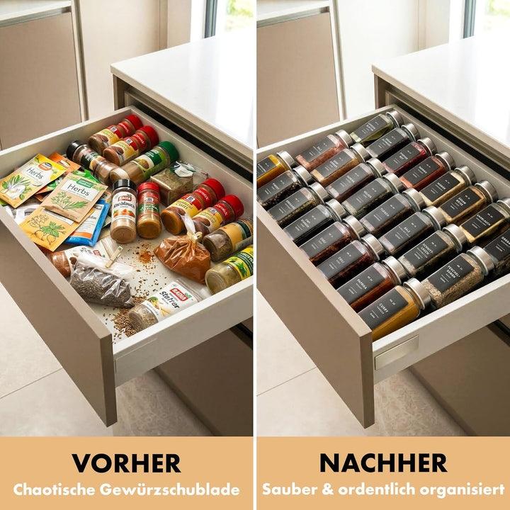 EDELHAUS® Gewürzgläser Set (24 Stück) mit 240 Aufklebern, Marker und Trichter - Hochwertige Glasbehä