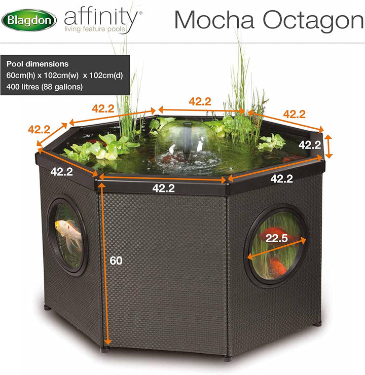 Blagdon Ersatzeinlage für den Affinity Mokka Octagon Living Wasserspiel Pool Mokka-achteckig, Mokka-