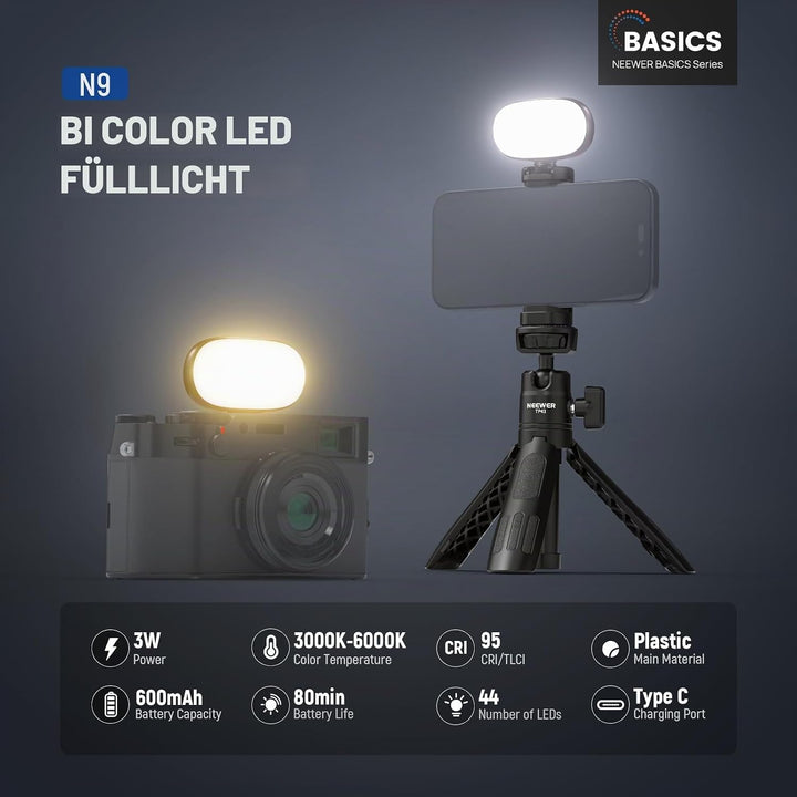 NEEWER BASICS Selfie Licht, Tragbares Handy Videolicht, 3W Clip on kleine LED Videoleuchte, Cold Sho