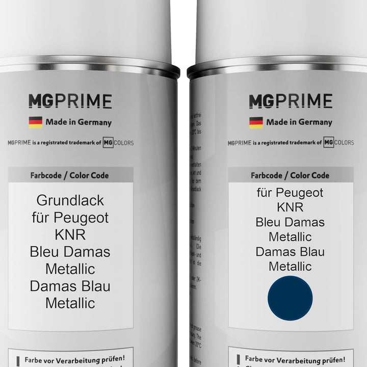 MG PRIME Autolack Sprühdosen Set für Peugeot KNR Bleu Damas Metallic/Damas Blau Metallic Grundlack B