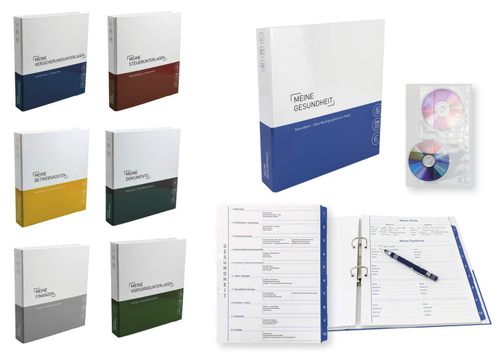 7er-Pack Themenringbücher mit Register für Versicherungen/Steuern/Vorsorge/Finanzen/Dokumente/Betrie