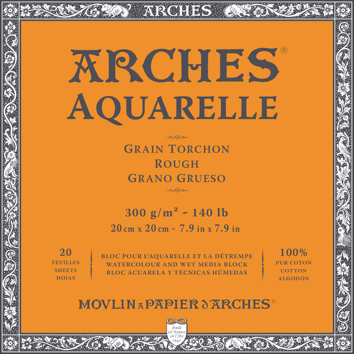 ARCHES A1795084 Aquarelle 100% dick, 300 g, verleimt, 4 l, 20 Blatt, naturweiss, Baumwolle, Papier,