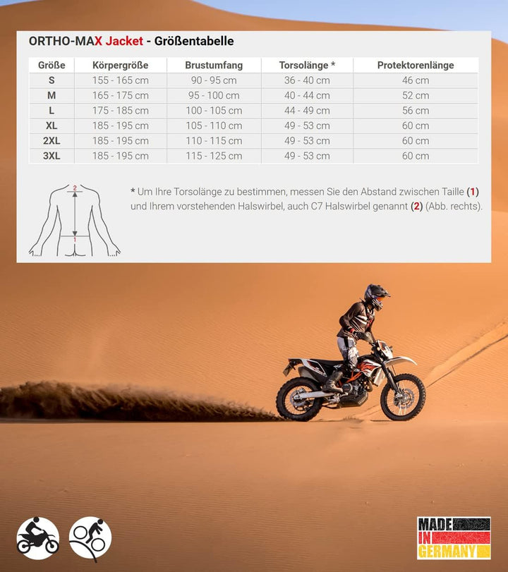 ORTEMA ORTHO-MAX Jacket (Gr.3XL) - Unisex - Protektorenjacke für den optimalen Rundumschutz - Schütz