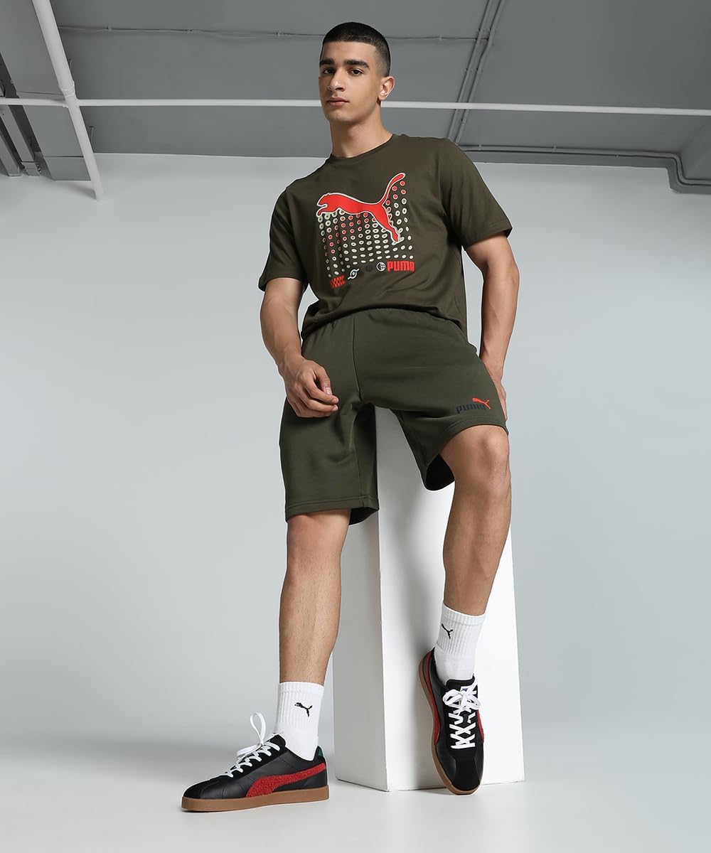 PUMA Herren Classics Graphics AOP Logo Tee Unterhemd, M Dunkles Olivgr&#xFC;n