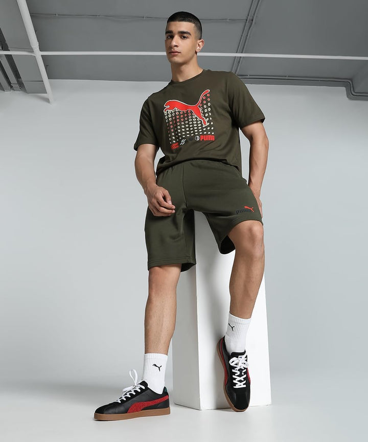 PUMA Herren Classics Graphics AOP Logo Tee Unterhemd, M Dunkles Olivgr&#xFC;n