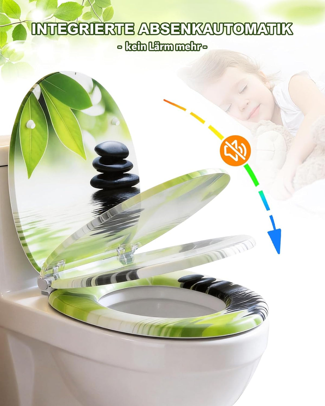 Ribelli WC Sitz mit Absenkautomatik, Toilettendeckel O-Form in Viele Motiven, Klodeckel Einfache Mon