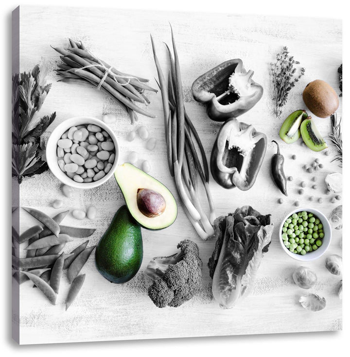 Pixxprint Gemüse und Obst Vielfalt als Leinwandbild/Grösse: 70x70 cm/Wandbild/Kunstdruck/fertig besp