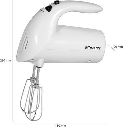 Bomann HM 350 CB Handmixer, Kraftvoller 250 Watt-Motor, 5 Geschwindigkeitsstufen, Auswurftaste, Edel