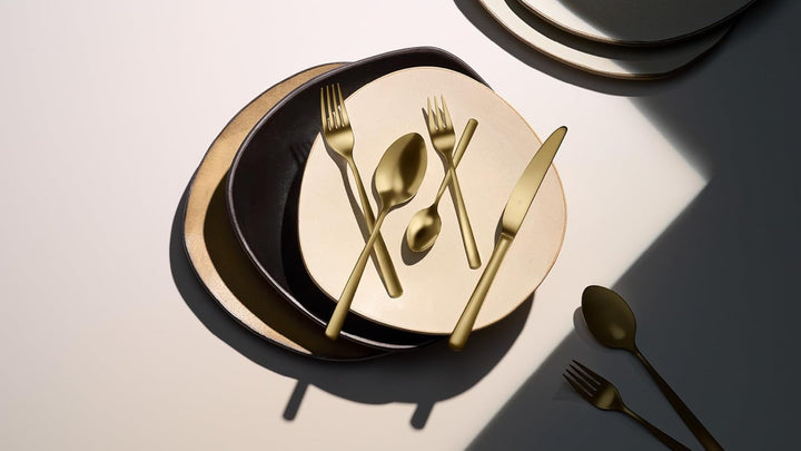 WMF Boston Gold Besteckset, 24-teilig, 6 Speisen, Cromargan-Edelstahl, poliert, spülmaschinengeeigne