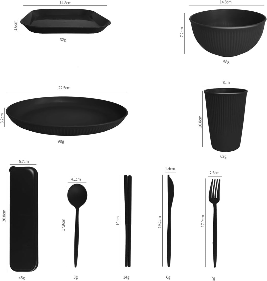 Camping Teller, Picknick Geschirr Sets 4 personen, Camping Zubehör aus Kunststoff für Party, Zuhause