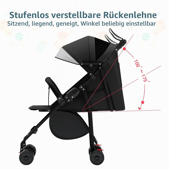 Ingenious Kompakter Buggy mit Liegeposition, ab Geburt bis 4 Jahre (bis zu 35 kg), sitzend oder lieg