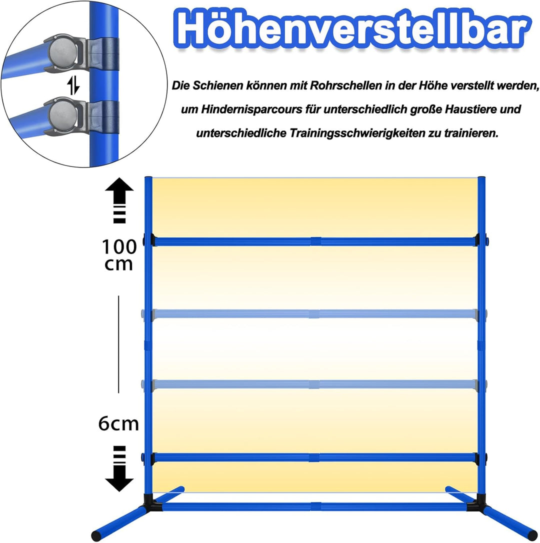 Agility Hürdenset für Haustier,4er Slalom Stangen Hunde Training Set mit Tragetasche,Höhenverstellba