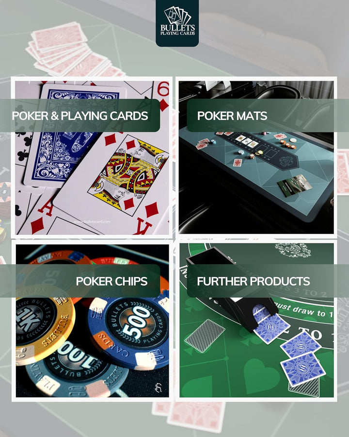 Bullets Playing Cards | Pokerkoffer „Salvatore“ mit 300 Clay Pokerchips 10g | Pokerset mit Karten, W