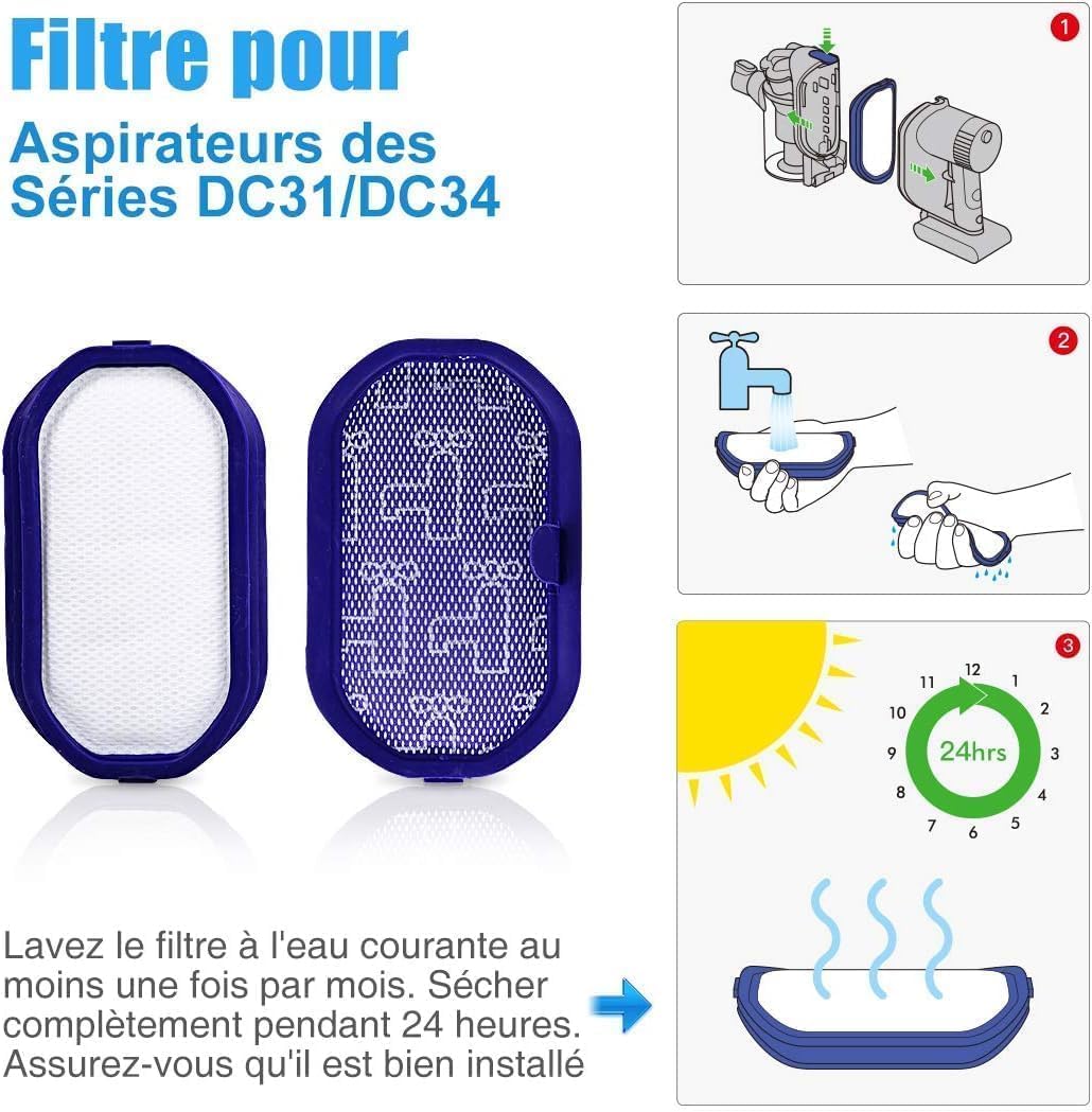 5000mAh DC31 Ersatzakku für Dyson Typ B DC31 DC34 DC35 DC45 DC56 DC57 Staubsauger mit Filter (Nur pa