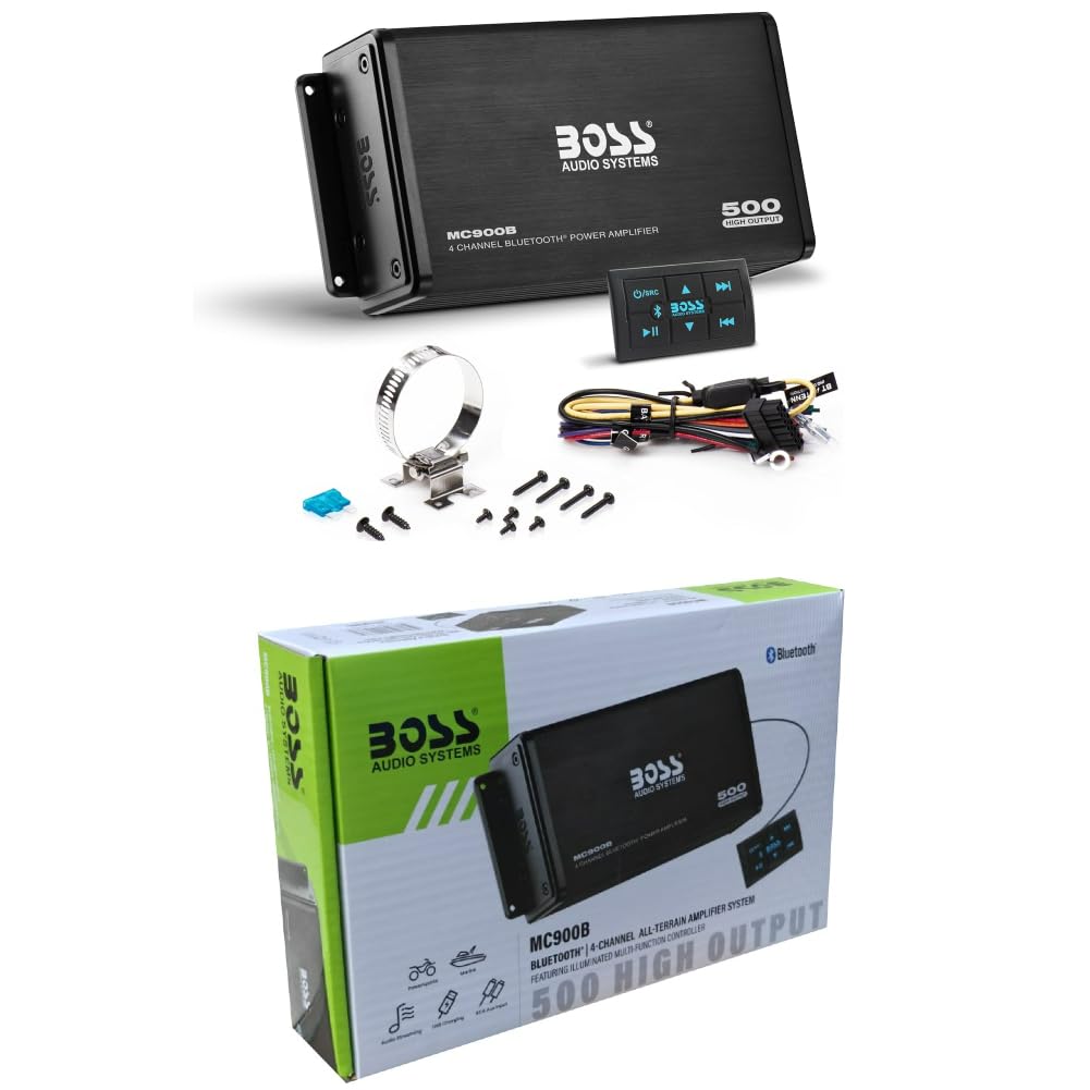 KIT SET FÖR BOSS AUDIO SYSTEMS MC900B, 1 Marineverstärker 4-Kanal Bluetooth-, 500 Watt max., Breitba