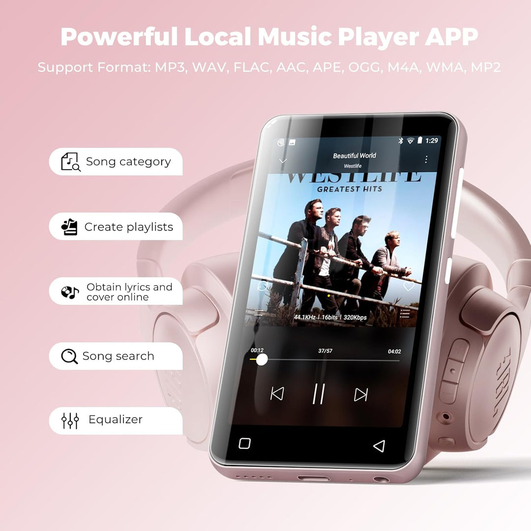 160G Spotify MP3-Player mit Bluetooth, Innioasis Mp4-Player mit Audible, Deezer, Hi-Fi 4 Zoll Touchs