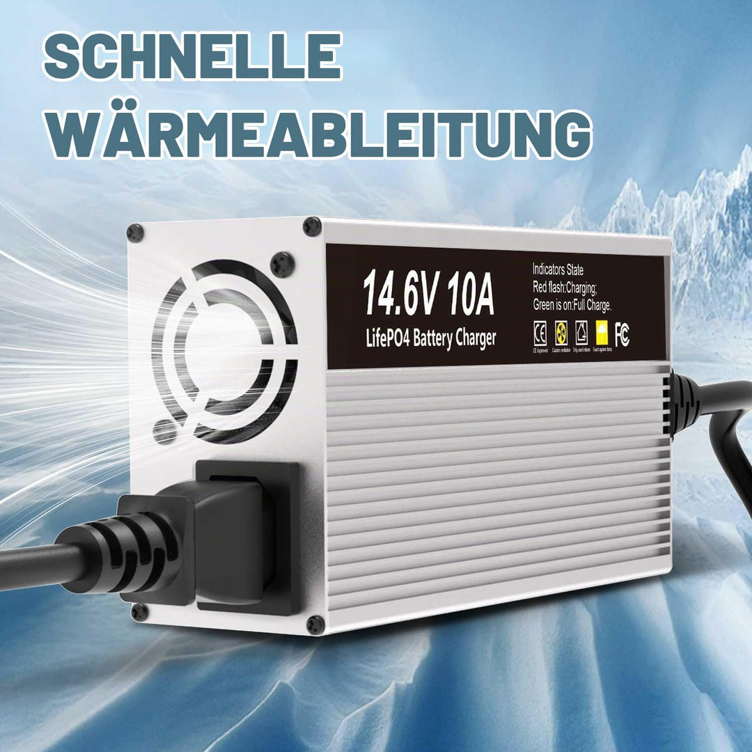 14,6V 10A LiFePO4 Ladegerät für 12V (12,8V) Lithium Eisenphosphat Batterieladegerät Schnellladung sc