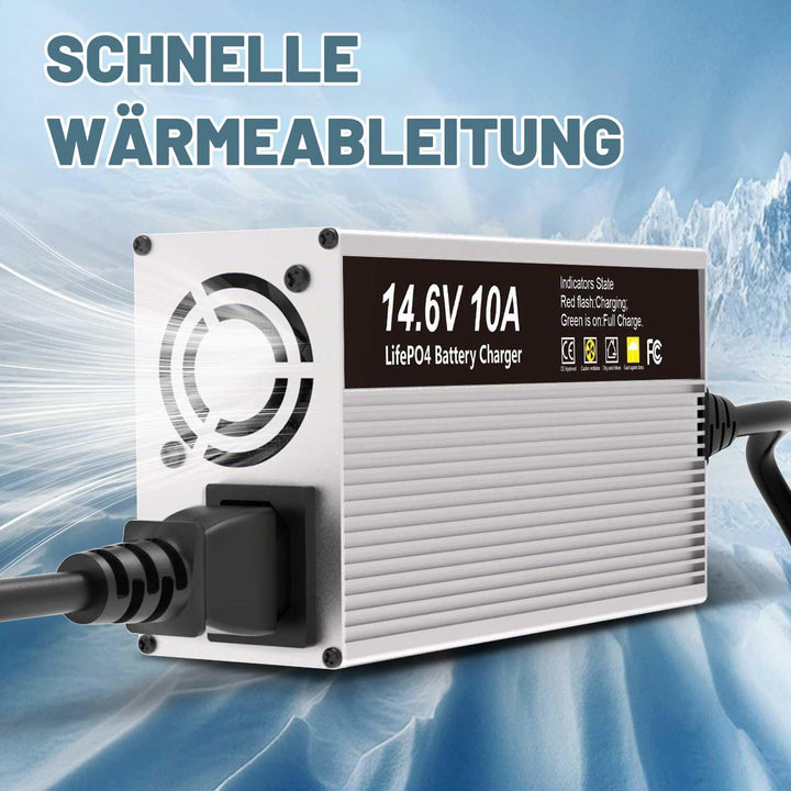 14,6V 10A LiFePO4 Ladegerät für 12V (12,8V) Lithium Eisenphosphat Batterieladegerät Schnellladung sc
