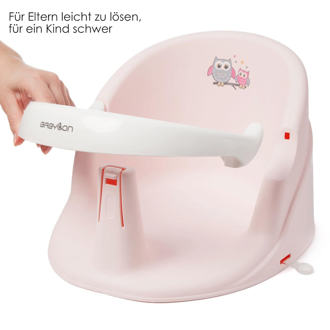 BABYLON Nemo Baby Badewannensitz, Antirutsch-Saugnäpfe, 6M+, Rosa-Weiss | bequemlichkeit beim Baden