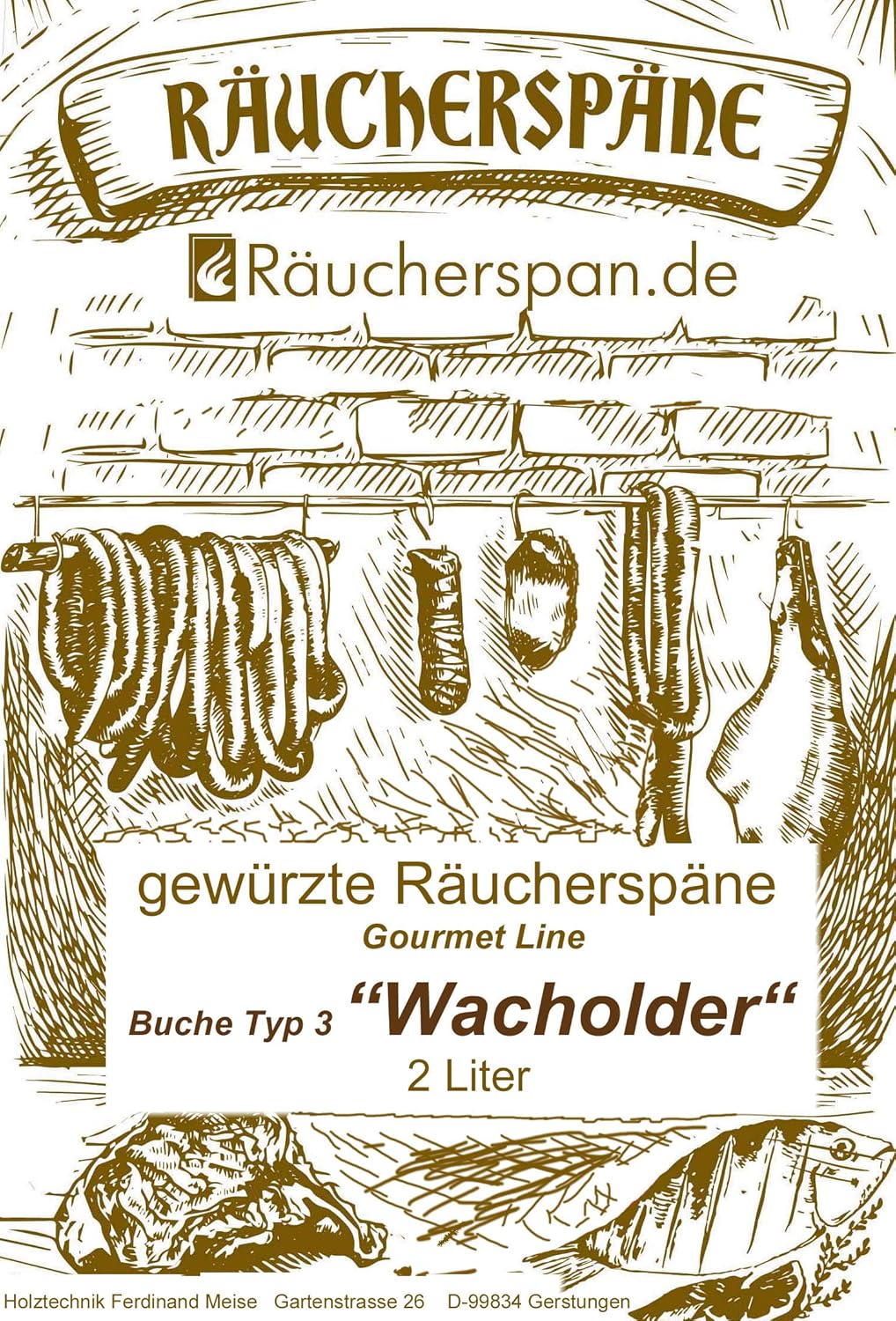 Räucherspäne Räuchermehl Buche Typ 3 mit Wacholder Spangrösse 0,3-1mm für Räucherofen Sparbrand Kalt
