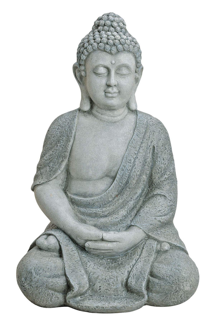 Worldconnection XXL Grosser Buddha 62 cm aus Polyresin (ähnlich Einer Steinfigur) Garten Deko Figur