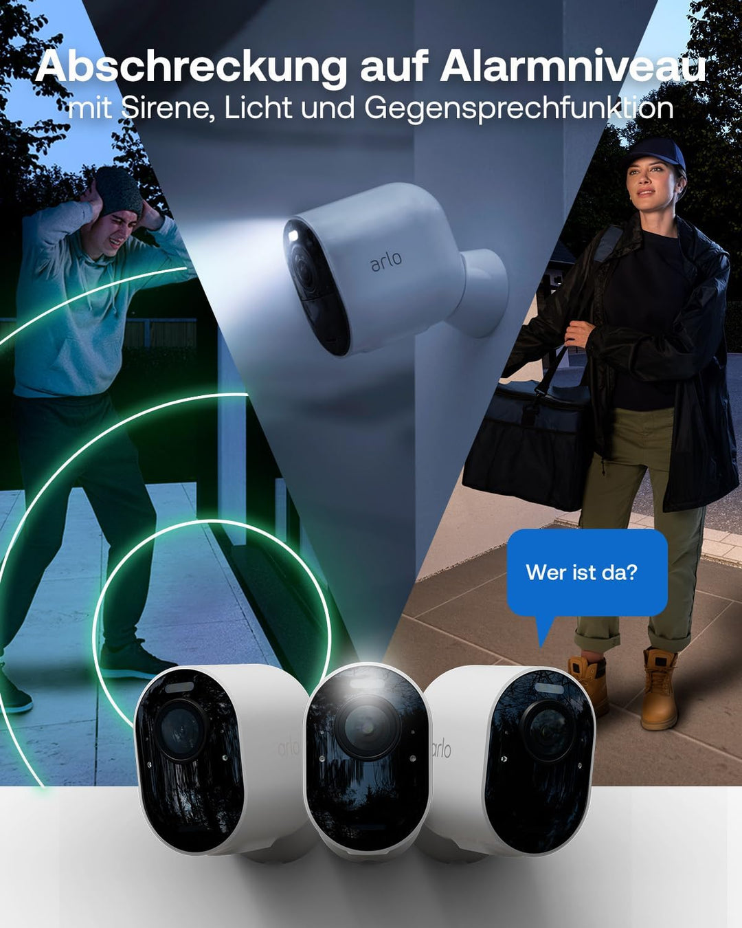 Arlo Pro 6 Überwachungskamera Aussen WLAN, Kabellos, 2K+HDR, Farb-Nachtsicht, Zwei-Wege Audio, Beweg