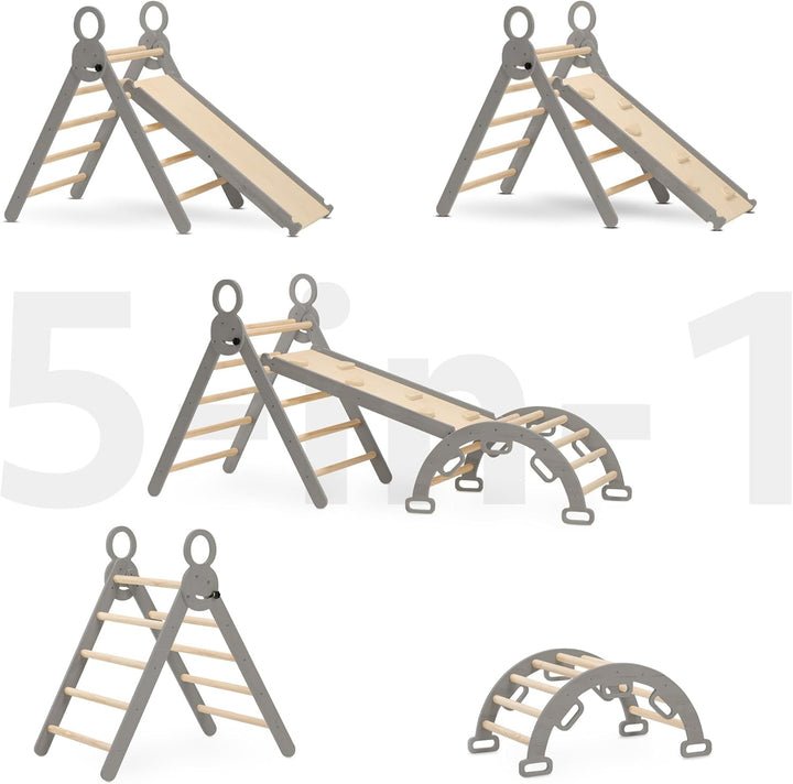 Deryan Montessori Indoor Spielset Indoor für Kleinkinder und Kinder - Kletterwand, 5 in 1 Kletterdre