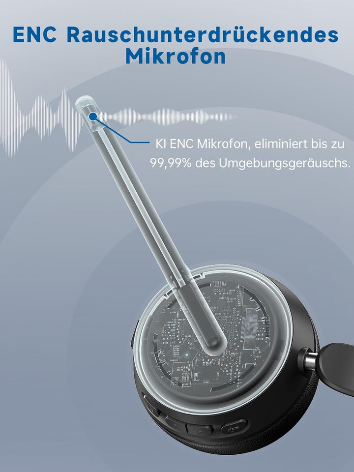 Wireless Headset mit Mikrofon, Headset Bluetooth Mehrpunktverbindung, Verstellbarer Kopfbügel, PC-Ko