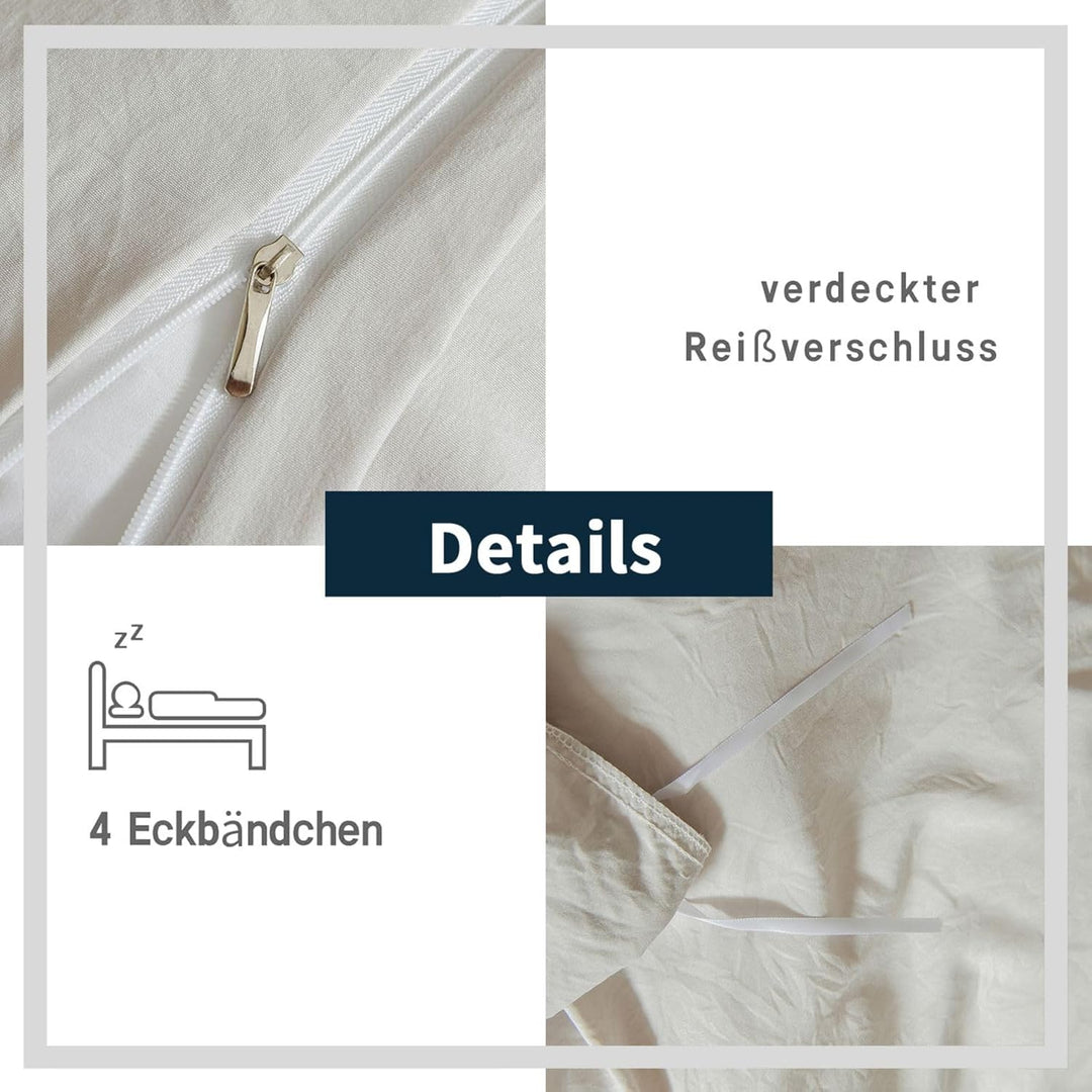 Freyamy Böhmen Bettwäsche 135x200cm 2teilig Beige Pom Pom Boho Chic Bettwäsche Gewaschene Microfaser